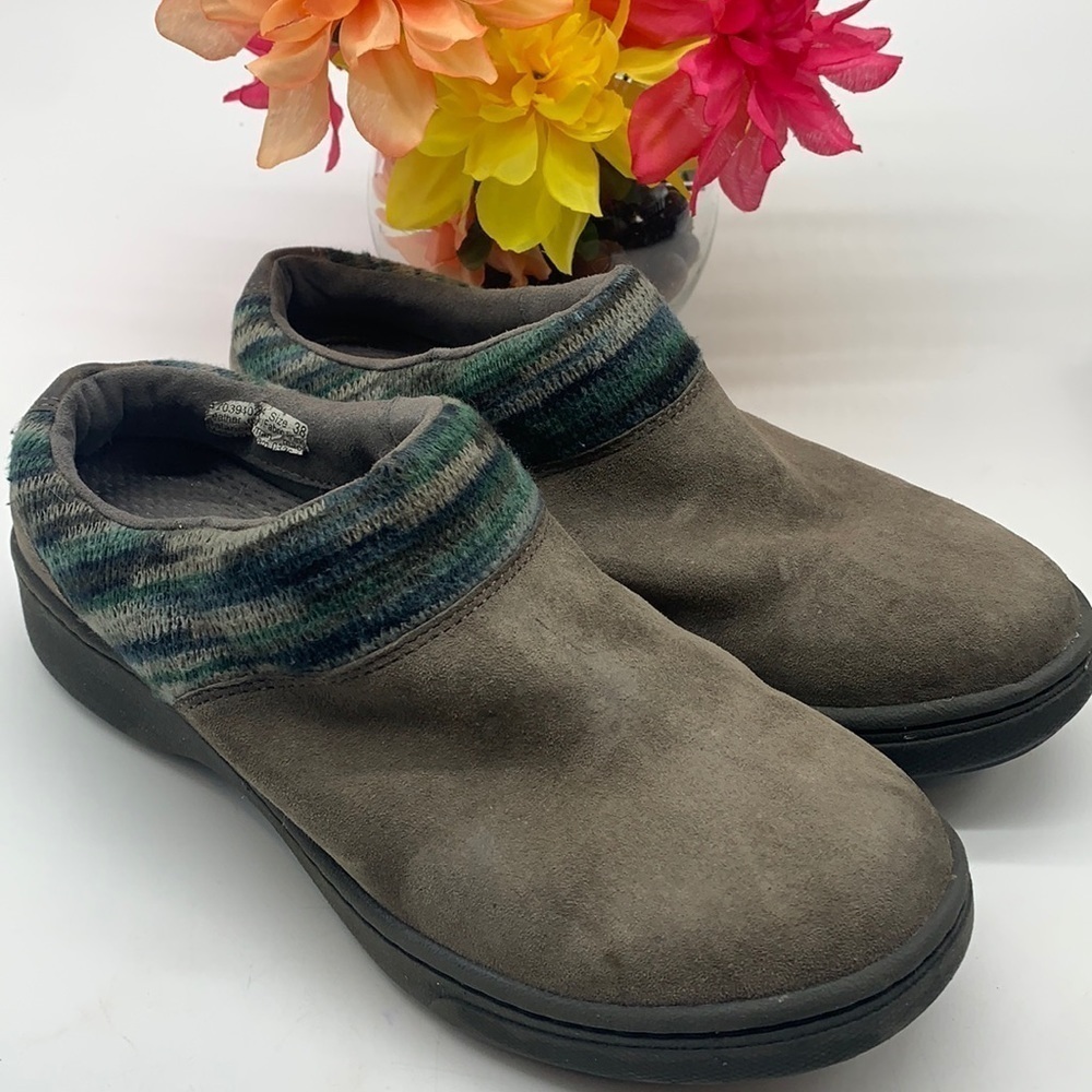 Dansko Gray Blue Green Sweater Top Mule Clog Sz 38. DAN0196B
